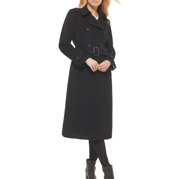 NWT Cole Haan Women's Flared Trench Slick Wool Coat - Picture 1 of 3